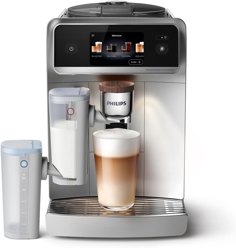 Series 5400 Fully Automatic Coffee Machine - LatteGo Milk System, 12 Coffee Specialities, Intuitive Display, 4 User Profiles, Chrome (EP5447/90)