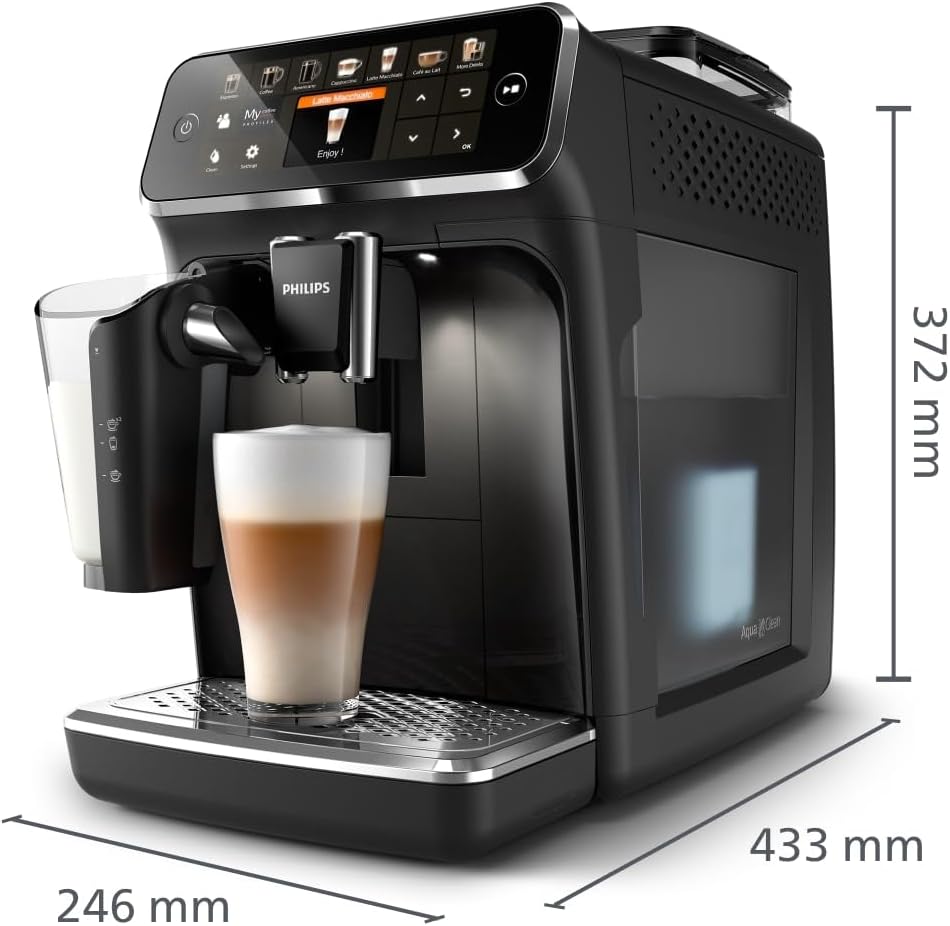 Series 5400 Fully Automatic Coffee Machine - LatteGo Milk System, 12 Coffee Specialities, Intuitive Display, 4 User Profiles, Chrome (EP5447/90)