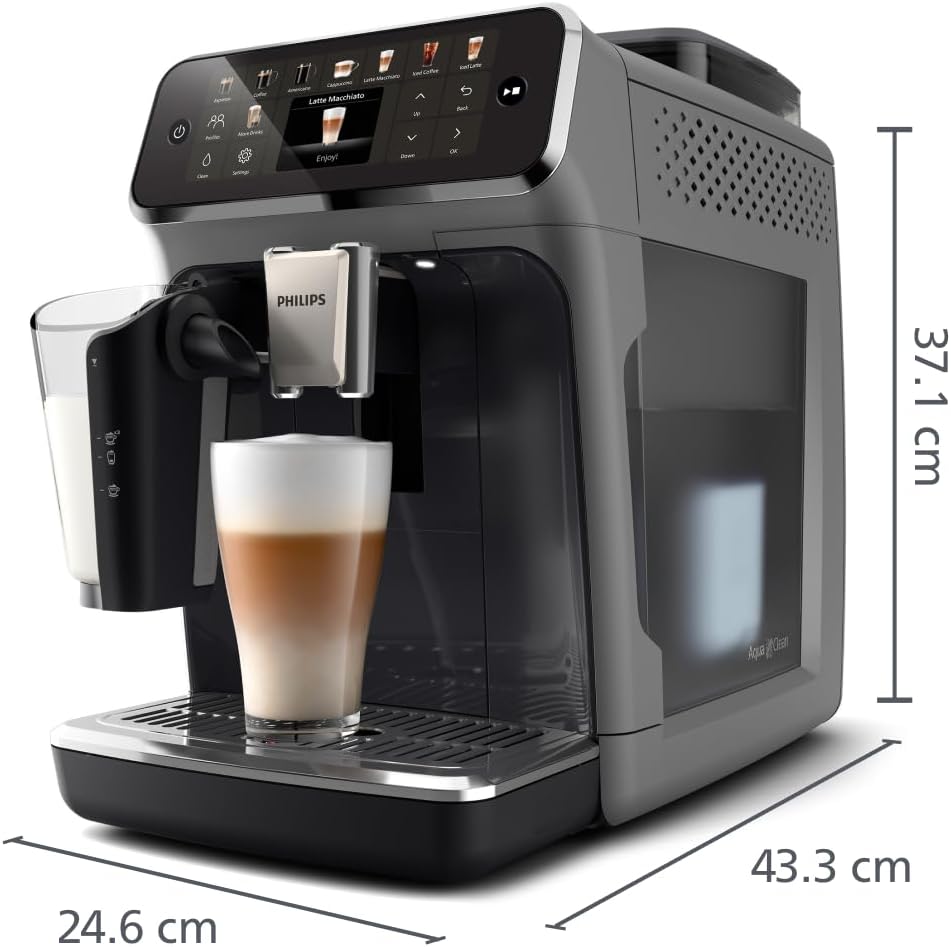 Series 5400 Fully Automatic Coffee Machine - LatteGo Milk System, 12 Coffee Specialities, Intuitive Display, 4 User Profiles, Chrome (EP5447/90)