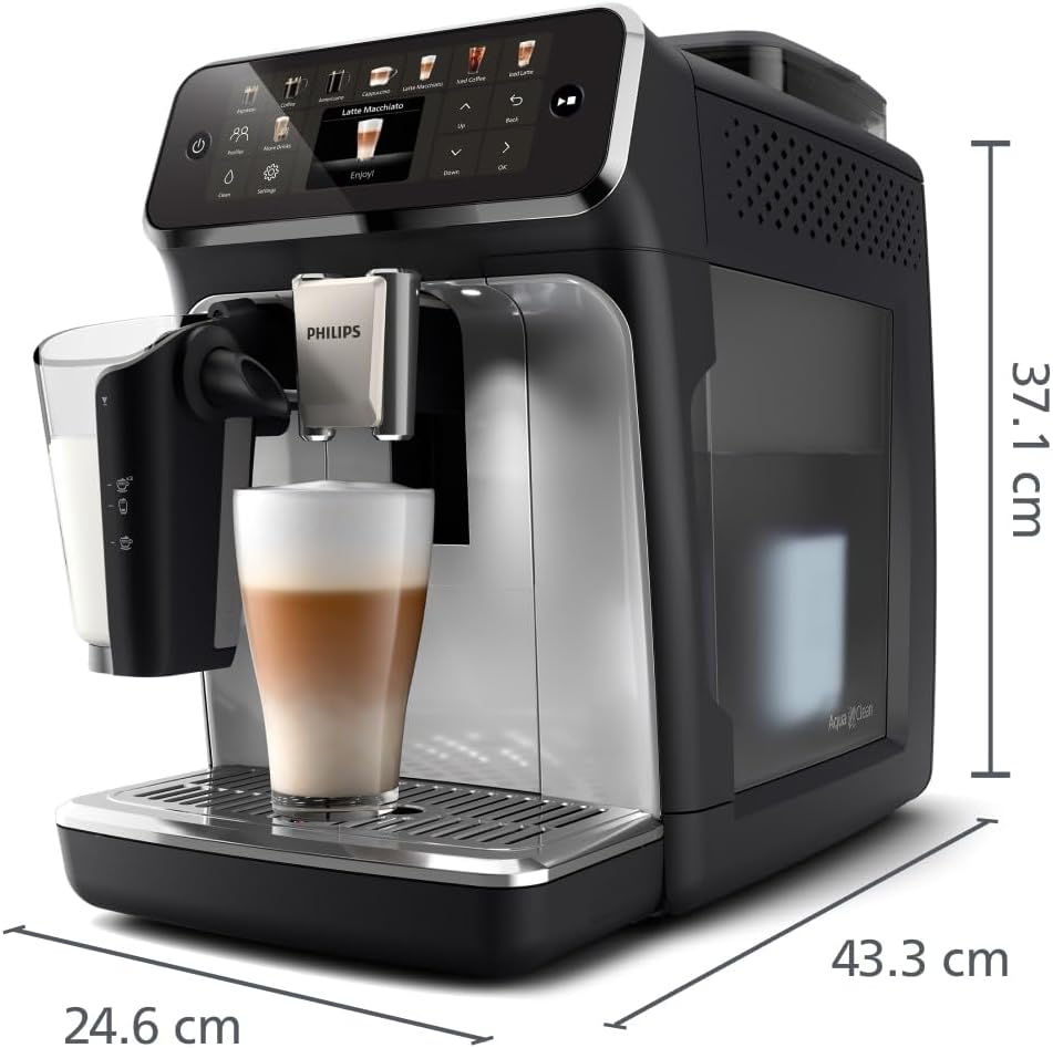 Series 5400 Fully Automatic Coffee Machine - LatteGo Milk System, 12 Coffee Specialities, Intuitive Display, 4 User Profiles, Chrome (EP5447/90)