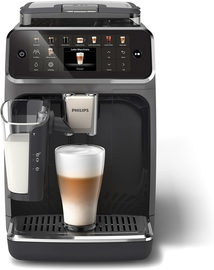 Series 5400 Fully Automatic Coffee Machine - LatteGo Milk System, 12 Coffee Specialities, Intuitive Display, 4 User Profiles, Chrome (EP5447/90)