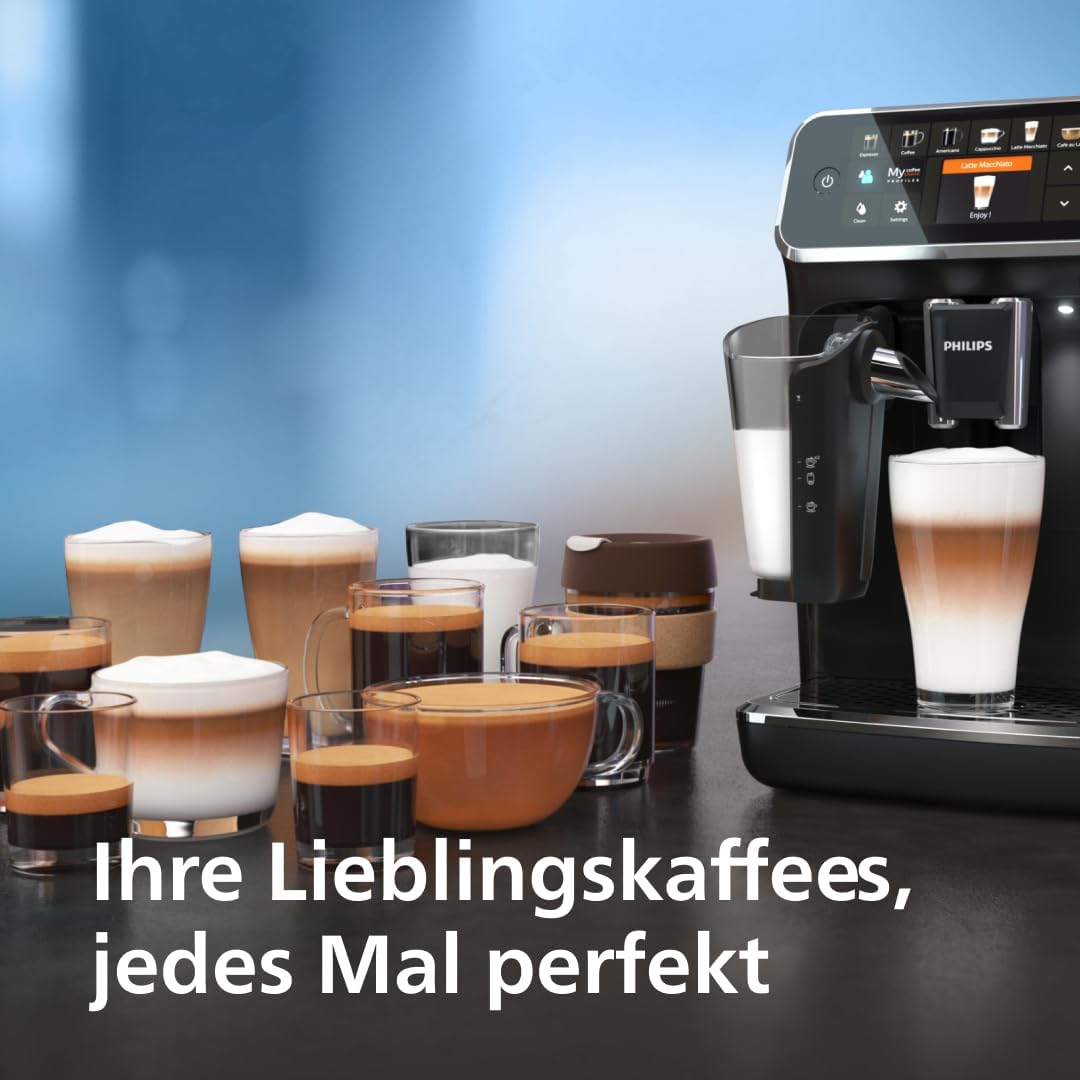 Series 5400 Fully Automatic Coffee Machine - LatteGo Milk System, 12 Coffee Specialities, Intuitive Display, 4 User Profiles, Chrome (EP5447/90)