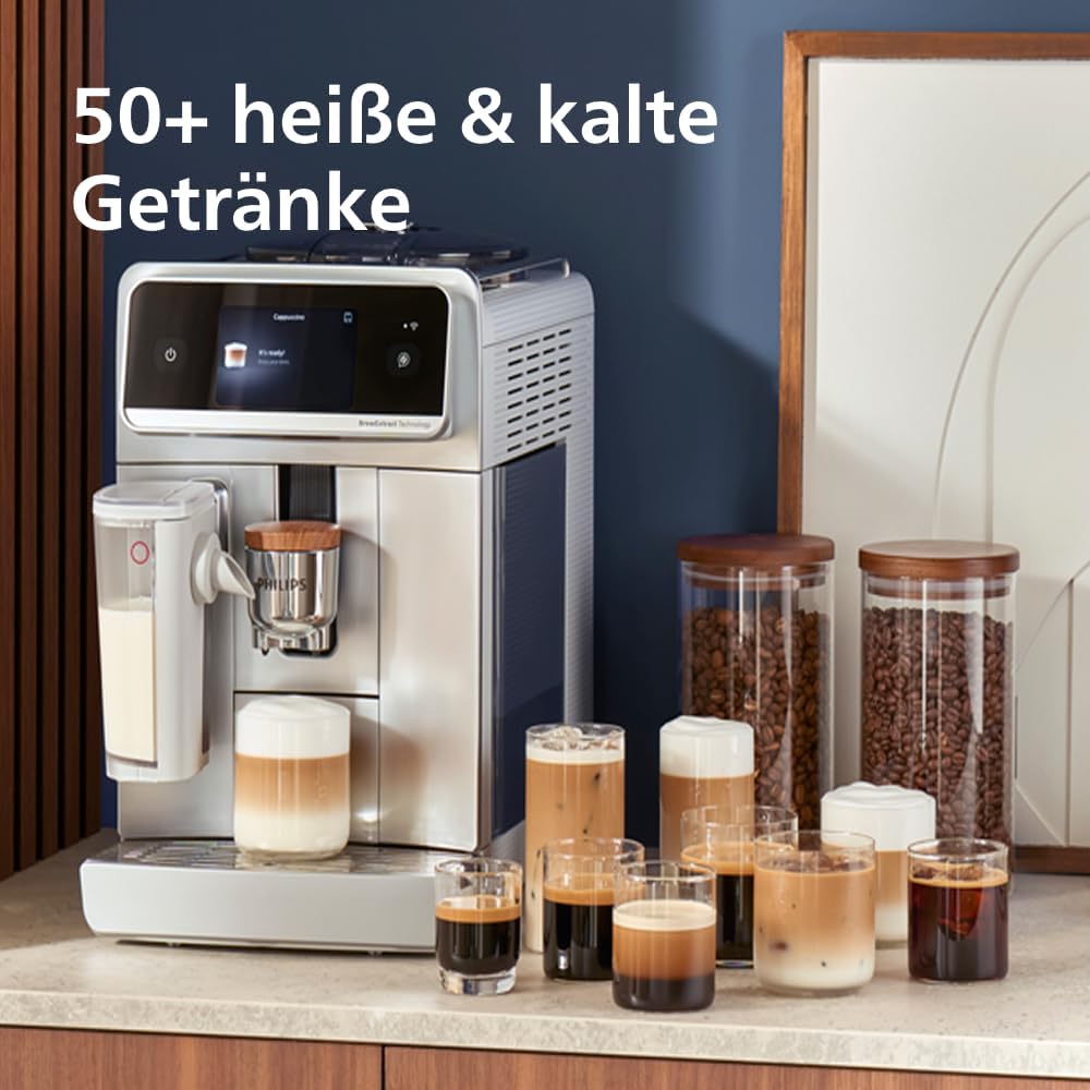 Series 5400 Fully Automatic Coffee Machine - LatteGo Milk System, 12 Coffee Specialities, Intuitive Display, 4 User Profiles, Chrome (EP5447/90)