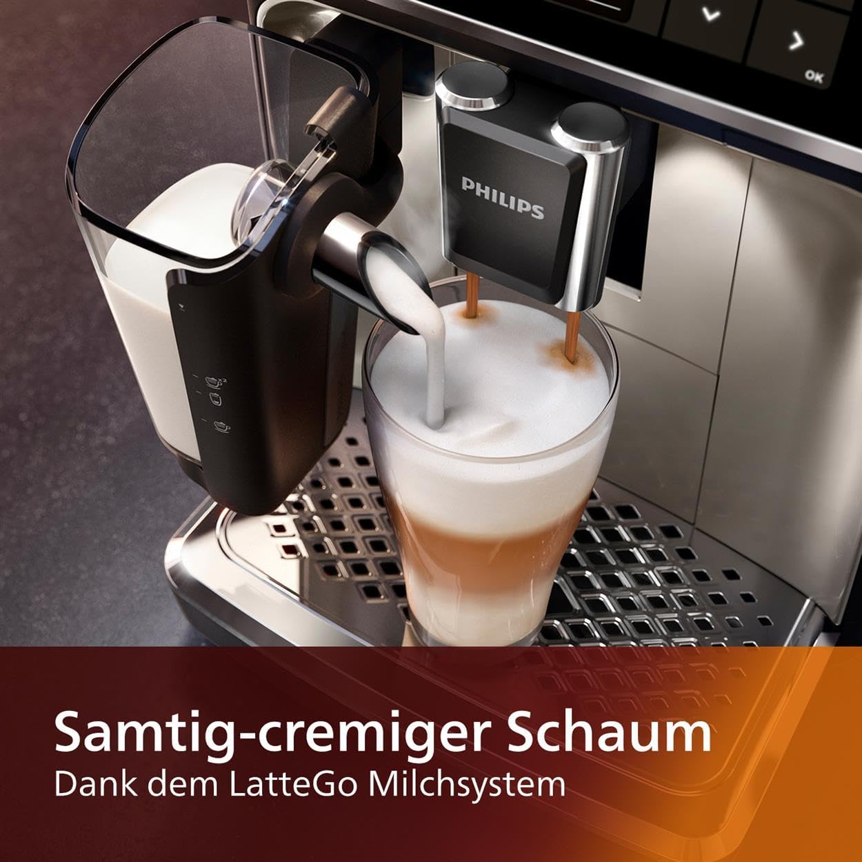 Series 5400 Fully Automatic Coffee Machine - LatteGo Milk System, 12 Coffee Specialities, Intuitive Display, 4 User Profiles, Chrome (EP5447/90)